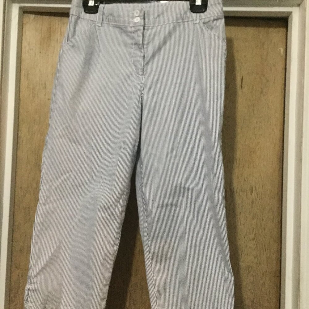 Karen Scott striped Capri pants blue and white size 6 excellent used condition